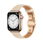 プレーンレザーバタフライバックルウォッチバンド、Apple Watch Series 4 44mm用、Apple Watch Series 4 40mm用、Apple Watch Series 3 38mm用、Apple Watch Series 3 42mm用