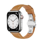プレーンレザーバタフライバックルウォッチバンド、Apple Watch Series 4 44mm用、Apple Watch Series 4 40mm用、Apple Watch Series 3 38mm用、Apple Watch Series 3 42mm用