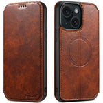 Suteni J05 Leather Magnetic MagSafe Phone Case, For iPhone 15 Plus, For iPhone 15