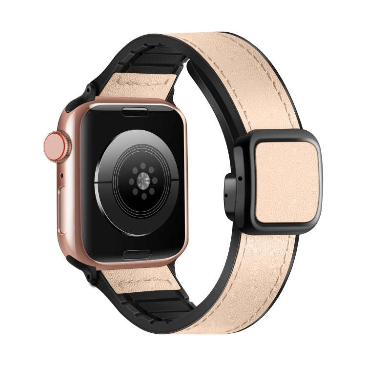 折りたたみマグネティックスクエアバックルPUシリコンウォッチバンド、Apple Watch Series 4 44mm用、Apple Watch Series 4 40mm用、Apple Watch Series 3 38mm用、Apple Watch Series 3 42mm用
