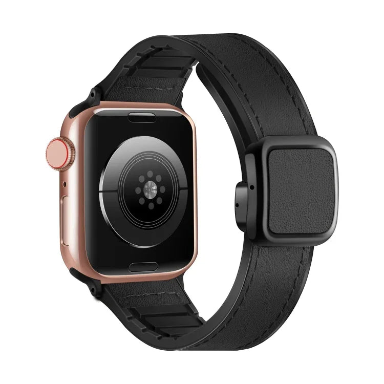 折りたたみマグネティックスクエアバックルPUシリコンウォッチバンド、Apple Watch Series 4 44mm用、Apple Watch Series 4 40mm用、Apple Watch Series 3 38mm用、Apple Watch Series 3 42mm用