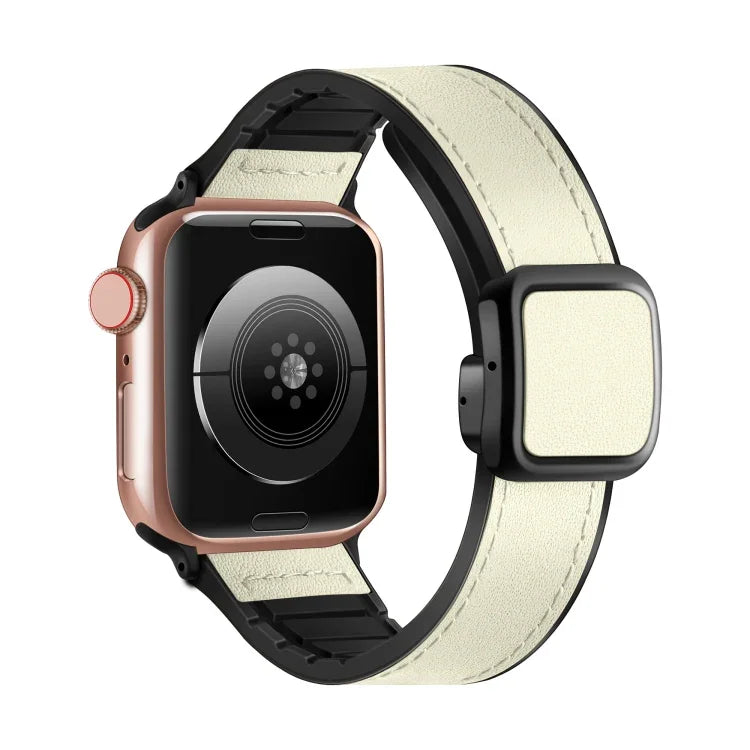 折りたたみマグネティックスクエアバックルPUシリコンウォッチバンド、Apple Watch Series 4 44mm用、Apple Watch Series 4 40mm用、Apple Watch Series 3 38mm用、Apple Watch Series 3 42mm用