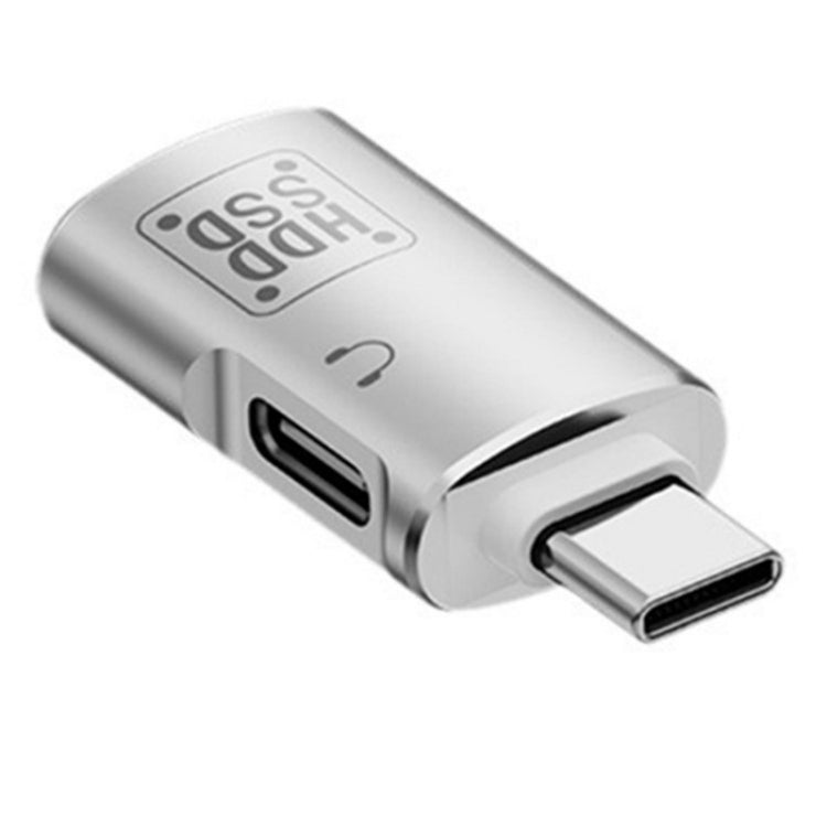 JS-109 USB-C / Type-C から Type-C + USB 3.0 コンバーター OTGアダプター デジタルヘッドセットとUディスク用、Type-C から Type-C + USB
