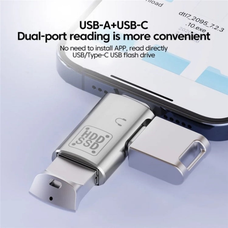 JS-109 USB-C / Type-C から Type-C + USB 3.0 コンバーター OTGアダプター デジタルヘッドセットとUディスク用、Type-C から Type-C + USB
