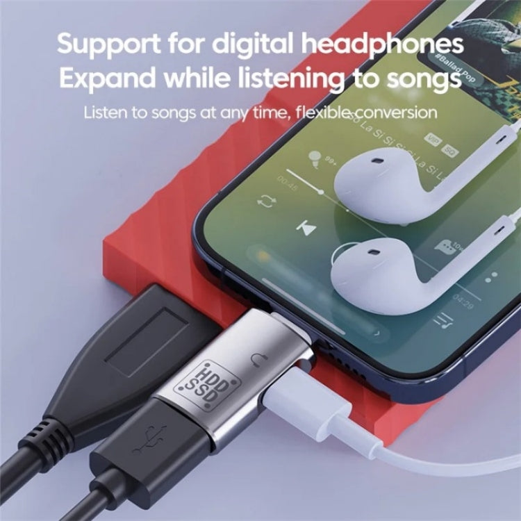 JS-109 USB-C / Type-C から Type-C + USB 3.0 コンバーター OTGアダプター デジタルヘッドセットとUディスク用、Type-C から Type-C + USB