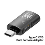 JS-109 USB-C / Type-C から Type-C + USB 3.0 コンバーター OTGアダプター デジタルヘッドセットとUディスク用、Type-C から Type-C + USB