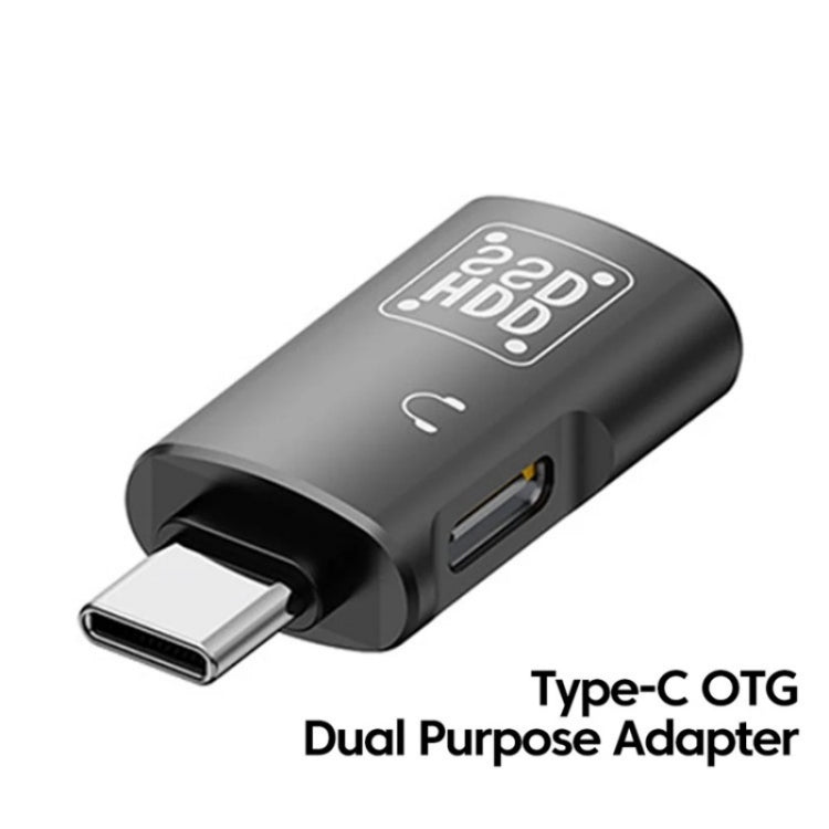 JS-109 USB-C / Type-C から Type-C + USB 3.0 コンバーター OTGアダプター デジタルヘッドセットとUディスク用、Type-C から Type-C + USB