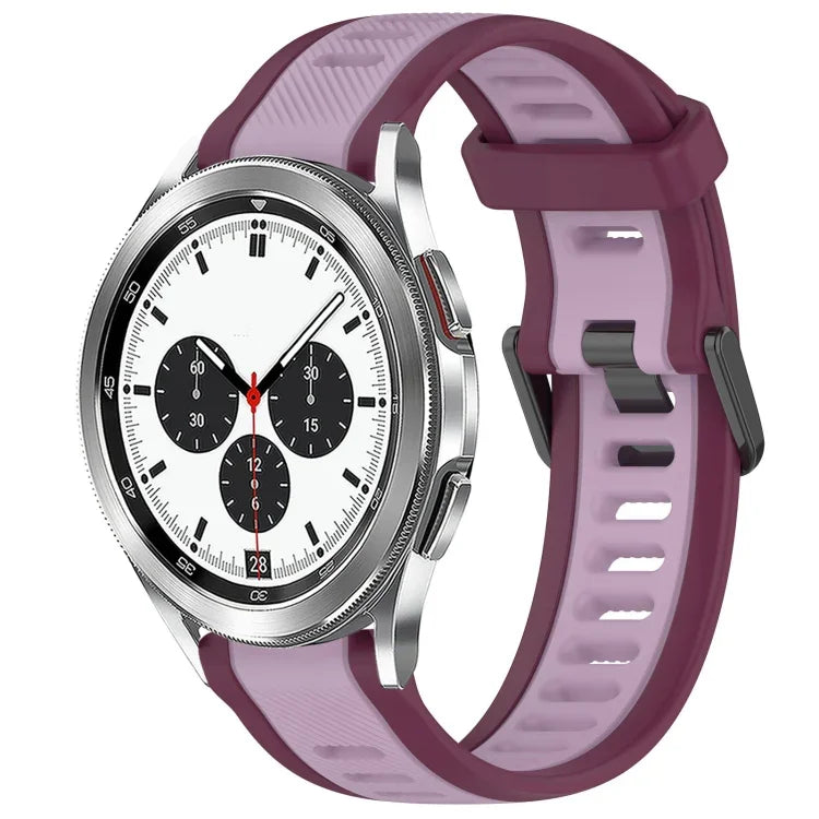 20mm Two Color Textured Silicone Watch Band, For Samsung  Galaxy Watch 4 Classic 42mm, For Samsung Galaxy Watch Active 2 44mm, For Samsung Galaxy Watch Active 2 40mm, For Samsung Galaxy Watch 42mm