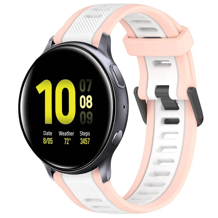 20mm Two Color Textured Silicone Watch Band, For Samsung  Galaxy Watch 4 Classic 42mm, For Samsung Galaxy Watch Active 2 44mm, For Samsung Galaxy Watch Active 2 40mm, For Samsung Galaxy Watch 42mm