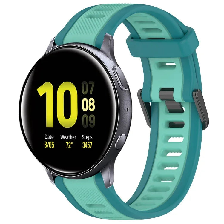 20mm Two Color Textured Silicone Watch Band, For Samsung  Galaxy Watch 4 Classic 42mm, For Samsung Galaxy Watch Active 2 44mm, For Samsung Galaxy Watch Active 2 40mm, For Samsung Galaxy Watch 42mm