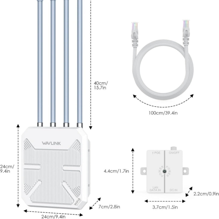 WAVLINK WN573HX3 AX3000 防水屋外WiFi ワイヤレス屋外デュアルバンドルーター、USプラグ、UKプラグ、EUプラグ、AUプラグ