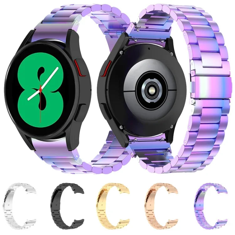三連ビーズステンレススチールメタルウォッチストラップ、Samsung Galaxy Watch Ultra 47mm / Ultra 2025用、Samsung Galaxy Watch FE 40mm用、Samsung Galaxy Watch 7 40 / 44mm用