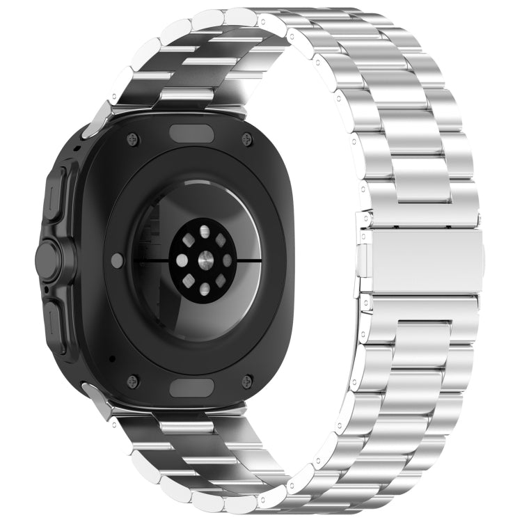 For Samsung Galaxy Watch Ultra 47mm Three Beads Stainless Steel Metal Watch Band, Silver, Black, Gold, Rose Gold