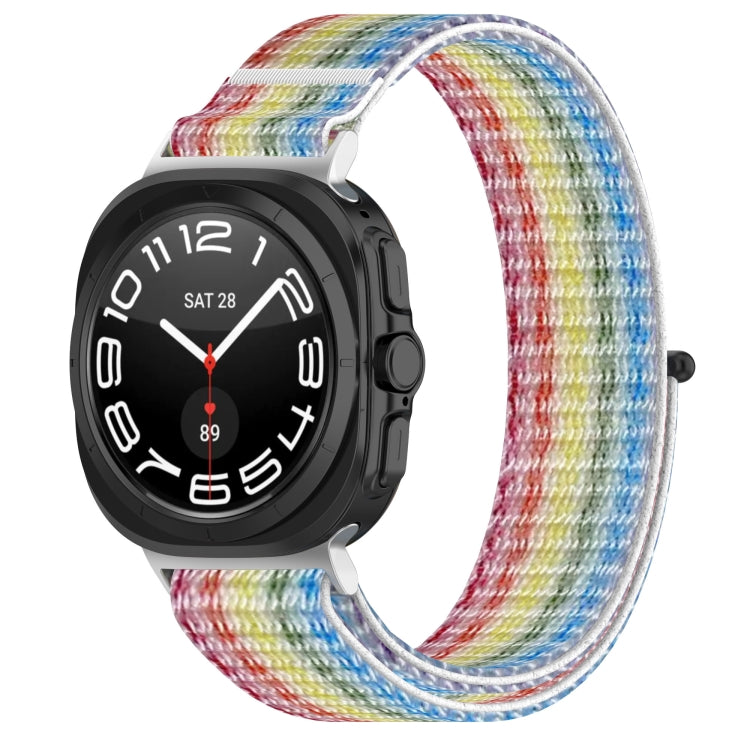 For Galaxy Watch Ultra2 2026 / 2025 / 1 2024 Loop Nylon Hook and Loop Fastener Watch Band, Black, Blue Ocean, Rainbow, Seashell Color, Sea Blue, Gray Blue, Khaki Yellow, Dark Blue, Lime