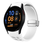 リチャード マグネティック折りたたみシルバーバックルシリコン製時計バンド、Samsung Galaxy Watch FE 40mm用、Samsung Galaxy Watch 5 Pro ゴルフエディション用、Samsung Galaxy Watch 5 ゴルフエディション用