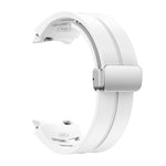 リチャード マグネティック折りたたみシルバーバックルシリコン製時計バンド、Samsung Galaxy Watch FE 40mm用、Samsung Galaxy Watch 5 Pro ゴルフエディション用、Samsung Galaxy Watch 5 ゴルフエディション用