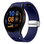 リチャード マグネティック折りたたみシルバーバックルシリコン製時計バンド、Samsung Galaxy Watch FE 40mm用、Samsung Galaxy Watch 5 Pro ゴルフエディション用、Samsung Galaxy Watch 5 ゴルフエディション用