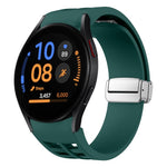 リチャード マグネティック折りたたみシルバーバックルシリコン製時計バンド、Samsung Galaxy Watch FE 40mm用、Samsung Galaxy Watch 5 Pro ゴルフエディション用、Samsung Galaxy Watch 5 ゴルフエディション用