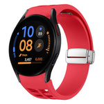リチャード マグネティック折りたたみシルバーバックルシリコン製時計バンド、Samsung Galaxy Watch FE 40mm用、Samsung Galaxy Watch 5 Pro ゴルフエディション用、Samsung Galaxy Watch 5 ゴルフエディション用