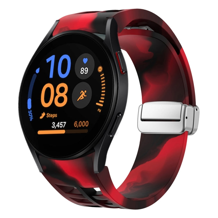 リチャード マグネティック折りたたみシルバーバックルシリコン製時計バンド、Samsung Galaxy Watch FE 40mm用、Samsung Galaxy Watch 5 Pro ゴルフエディション用、Samsung Galaxy Watch 5 ゴルフエディション用