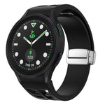 リチャード マグネティック折りたたみシルバーバックルシリコン製時計バンド、Samsung Galaxy Watch FE 40mm用、Samsung Galaxy Watch 5 Pro ゴルフエディション用、Samsung Galaxy Watch 5 ゴルフエディション用