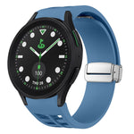 リチャード マグネティック折りたたみシルバーバックルシリコン製時計バンド、Samsung Galaxy Watch FE 40mm用、Samsung Galaxy Watch 5 Pro ゴルフエディション用、Samsung Galaxy Watch 5 ゴルフエディション用