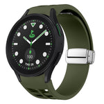 リチャード マグネティック折りたたみシルバーバックルシリコン製時計バンド、Samsung Galaxy Watch FE 40mm用、Samsung Galaxy Watch 5 Pro ゴルフエディション用、Samsung Galaxy Watch 5 ゴルフエディション用