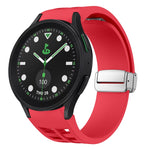 リチャード マグネティック折りたたみシルバーバックルシリコン製時計バンド、Samsung Galaxy Watch FE 40mm用、Samsung Galaxy Watch 5 Pro ゴルフエディション用、Samsung Galaxy Watch 5 ゴルフエディション用