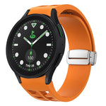 リチャード マグネティック折りたたみシルバーバックルシリコン製時計バンド、Samsung Galaxy Watch FE 40mm用、Samsung Galaxy Watch 5 Pro ゴルフエディション用、Samsung Galaxy Watch 5 ゴルフエディション用