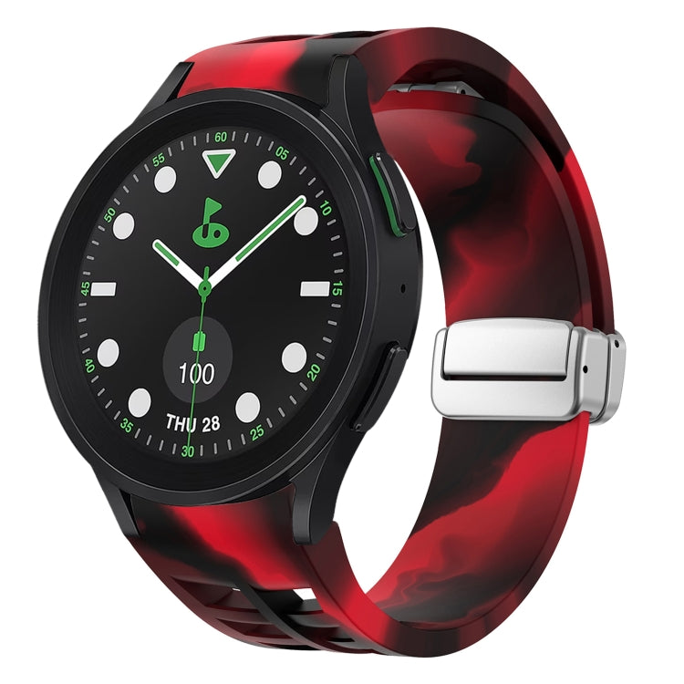 リチャード マグネティック折りたたみシルバーバックルシリコン製時計バンド、Samsung Galaxy Watch FE 40mm用、Samsung Galaxy Watch 5 Pro ゴルフエディション用、Samsung Galaxy Watch 5 ゴルフエディション用
