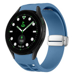 リチャード マグネティック折りたたみシルバーバックルシリコン製時計バンド、Samsung Galaxy Watch FE 40mm用、Samsung Galaxy Watch 5 Pro ゴルフエディション用、Samsung Galaxy Watch 5 ゴルフエディション用