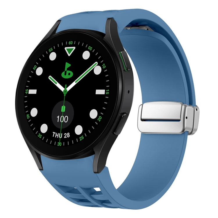 リチャード マグネティック折りたたみシルバーバックルシリコン製時計バンド、Samsung Galaxy Watch FE 40mm用、Samsung Galaxy Watch 5 Pro ゴルフエディション用、Samsung Galaxy Watch 5 ゴルフエディション用