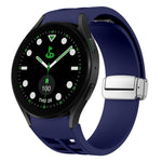 リチャード マグネティック折りたたみシルバーバックルシリコン製時計バンド、Samsung Galaxy Watch FE 40mm用、Samsung Galaxy Watch 5 Pro ゴルフエディション用、Samsung Galaxy Watch 5 ゴルフエディション用