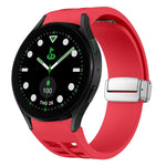 リチャード マグネティック折りたたみシルバーバックルシリコン製時計バンド、Samsung Galaxy Watch FE 40mm用、Samsung Galaxy Watch 5 Pro ゴルフエディション用、Samsung Galaxy Watch 5 ゴルフエディション用