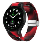 リチャード マグネティック折りたたみシルバーバックルシリコン製時計バンド、Samsung Galaxy Watch FE 40mm用、Samsung Galaxy Watch 5 Pro ゴルフエディション用、Samsung Galaxy Watch 5 ゴルフエディション用