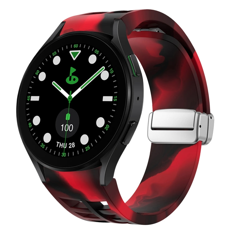 リチャード マグネティック折りたたみシルバーバックルシリコン製時計バンド、Samsung Galaxy Watch FE 40mm用、Samsung Galaxy Watch 5 Pro ゴルフエディション用、Samsung Galaxy Watch 5 ゴルフエディション用
