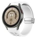 リチャード マグネティック折りたたみシルバーバックルシリコン製時計バンド、Samsung Galaxy Watch 5 Pro 45mm用、Samsung Galaxy Watch 7 40 / 44mm用、Samsung Galaxy Watch 6 Classic 43 / 47mm用