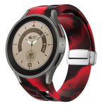 リチャード マグネティック折りたたみシルバーバックルシリコン製時計バンド、Samsung Galaxy Watch 5 Pro 45mm用、Samsung Galaxy Watch 7 40 / 44mm用、Samsung Galaxy Watch 6 Classic 43 / 47mm用