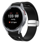 リチャード マグネティック折りたたみシルバーバックルシリコン製時計バンド、Samsung Galaxy Watch 5 Pro 45mm用、Samsung Galaxy Watch 7 40 / 44mm用、Samsung Galaxy Watch 6 Classic 43 / 47mm用