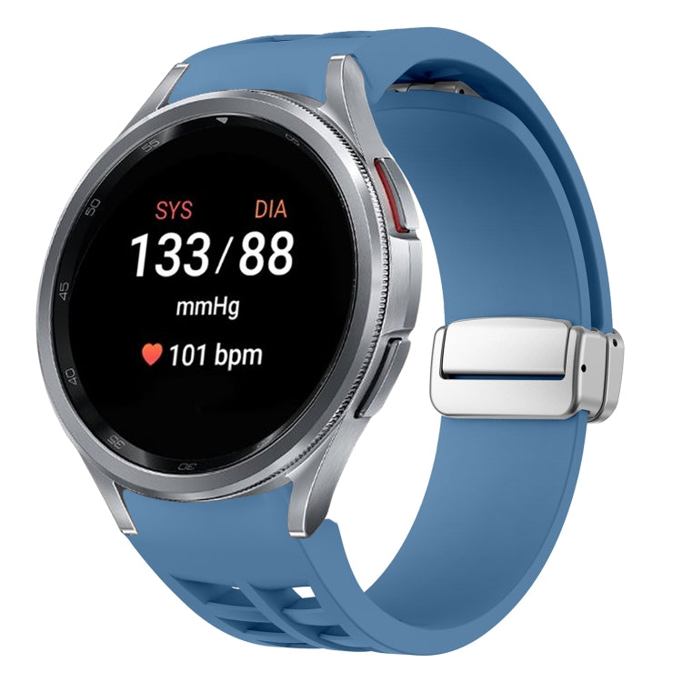 リチャード マグネティック折りたたみシルバーバックルシリコン製時計バンド、Samsung Galaxy Watch 5 Pro 45mm用、Samsung Galaxy Watch 7 40 / 44mm用、Samsung Galaxy Watch 6 Classic 43 / 47mm用