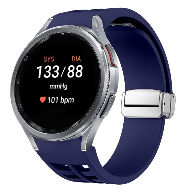 リチャード マグネティック折りたたみシルバーバックルシリコン製時計バンド、Samsung Galaxy Watch 5 Pro 45mm用、Samsung Galaxy Watch 7 40 / 44mm用、Samsung Galaxy Watch 6 Classic 43 / 47mm用