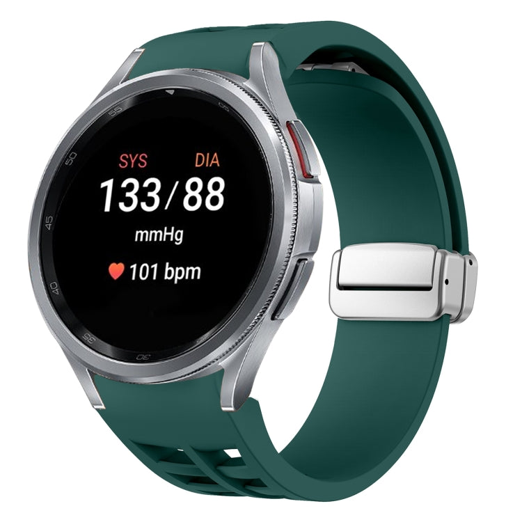 リチャード マグネティック折りたたみシルバーバックルシリコン製時計バンド、Samsung Galaxy Watch 5 Pro 45mm用、Samsung Galaxy Watch 7 40 / 44mm用、Samsung Galaxy Watch 6 Classic 43 / 47mm用