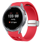 リチャード マグネティック折りたたみシルバーバックルシリコン製時計バンド、Samsung Galaxy Watch 5 Pro 45mm用、Samsung Galaxy Watch 7 40 / 44mm用、Samsung Galaxy Watch 6 Classic 43 / 47mm用