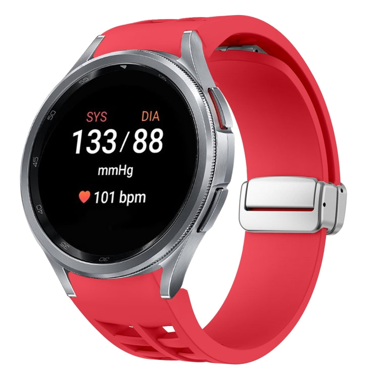 リチャード マグネティック折りたたみシルバーバックルシリコン製時計バンド、Samsung Galaxy Watch 5 Pro 45mm用、Samsung Galaxy Watch 7 40 / 44mm用、Samsung Galaxy Watch 6 Classic 43 / 47mm用