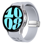 リチャード マグネティック折りたたみシルバーバックルシリコン製時計バンド、Samsung Galaxy Watch 6 40 / 44mm用、Samsung Galaxy Watch 5 40 / 44mm用、Samsung Galaxy Watch 4 40 / 44mm用