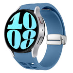 リチャード マグネティック折りたたみシルバーバックルシリコン製時計バンド、Samsung Galaxy Watch 6 40 / 44mm用、Samsung Galaxy Watch 5 40 / 44mm用、Samsung Galaxy Watch 4 40 / 44mm用