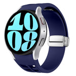 リチャード マグネティック折りたたみシルバーバックルシリコン製時計バンド、Samsung Galaxy Watch 6 40 / 44mm用、Samsung Galaxy Watch 5 40 / 44mm用、Samsung Galaxy Watch 4 40 / 44mm用