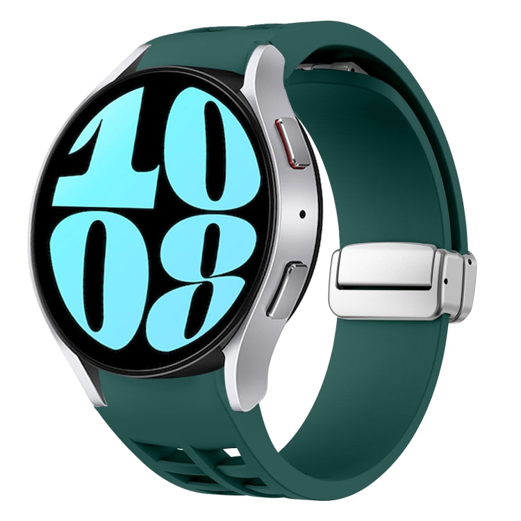 リチャード マグネティック折りたたみシルバーバックルシリコン製時計バンド、Samsung Galaxy Watch 6 40 / 44mm用、Samsung Galaxy Watch 5 40 / 44mm用、Samsung Galaxy Watch 4 40 / 44mm用