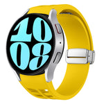 リチャード マグネティック折りたたみシルバーバックルシリコン製時計バンド、Samsung Galaxy Watch 6 40 / 44mm用、Samsung Galaxy Watch 5 40 / 44mm用、Samsung Galaxy Watch 4 40 / 44mm用
