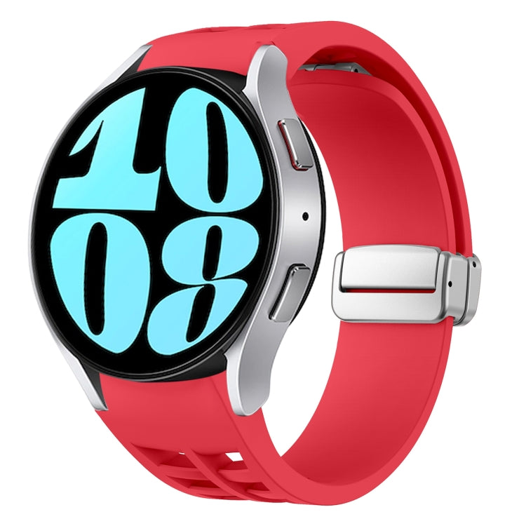 リチャード マグネティック折りたたみシルバーバックルシリコン製時計バンド、Samsung Galaxy Watch 6 40 / 44mm用、Samsung Galaxy Watch 5 40 / 44mm用、Samsung Galaxy Watch 4 40 / 44mm用